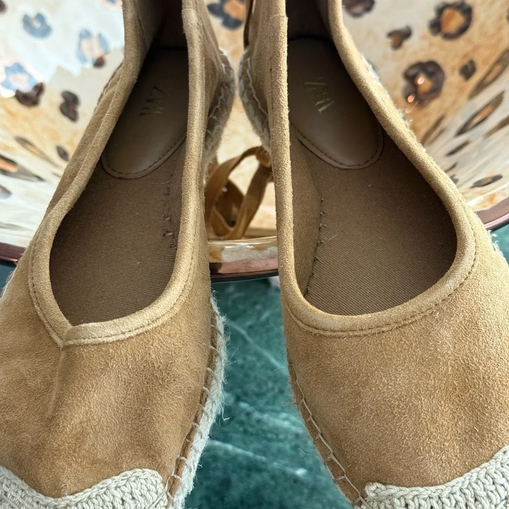 Zara NWOT Suede Lace-up Espadrilles